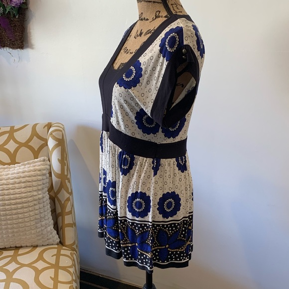 Anthropologie C Keer White with BlueFloral Blouse - Picture 3 of 5